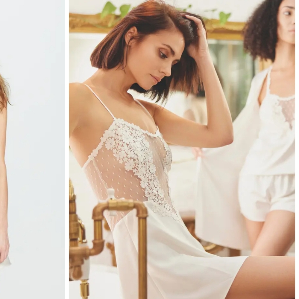 FLORA NIKROOZ Showstopper Charmeuse Chemise XS